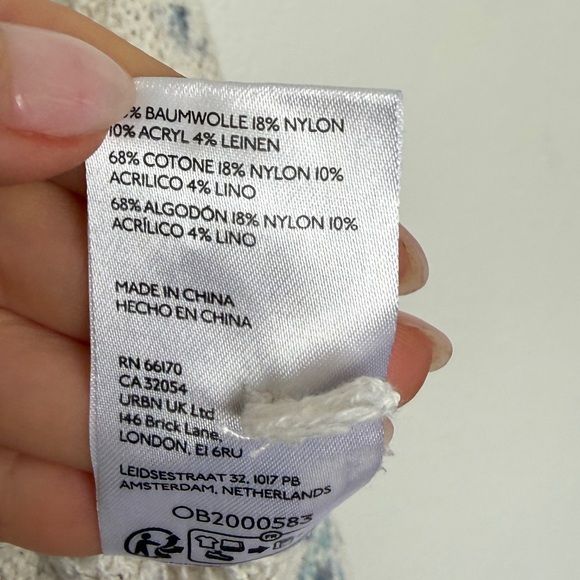 Anthropologie Pilcro Slouchy V-Neck Sweater Ivory Floral Bohemian Oversized - Picture 9 of 13